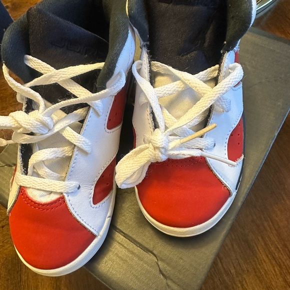 Jordan Kids Red and White Sneakers - Picture 1 of 5